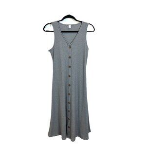 NWT Old Navy Size Small Sleeveless Button-Front Rib-Knit Midi Dress Gray